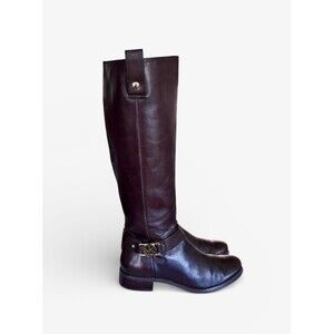 Women's MICHAEL Michael Kors 'Charm' Dark Brown Leather Riding Boots Sz 7.5 M